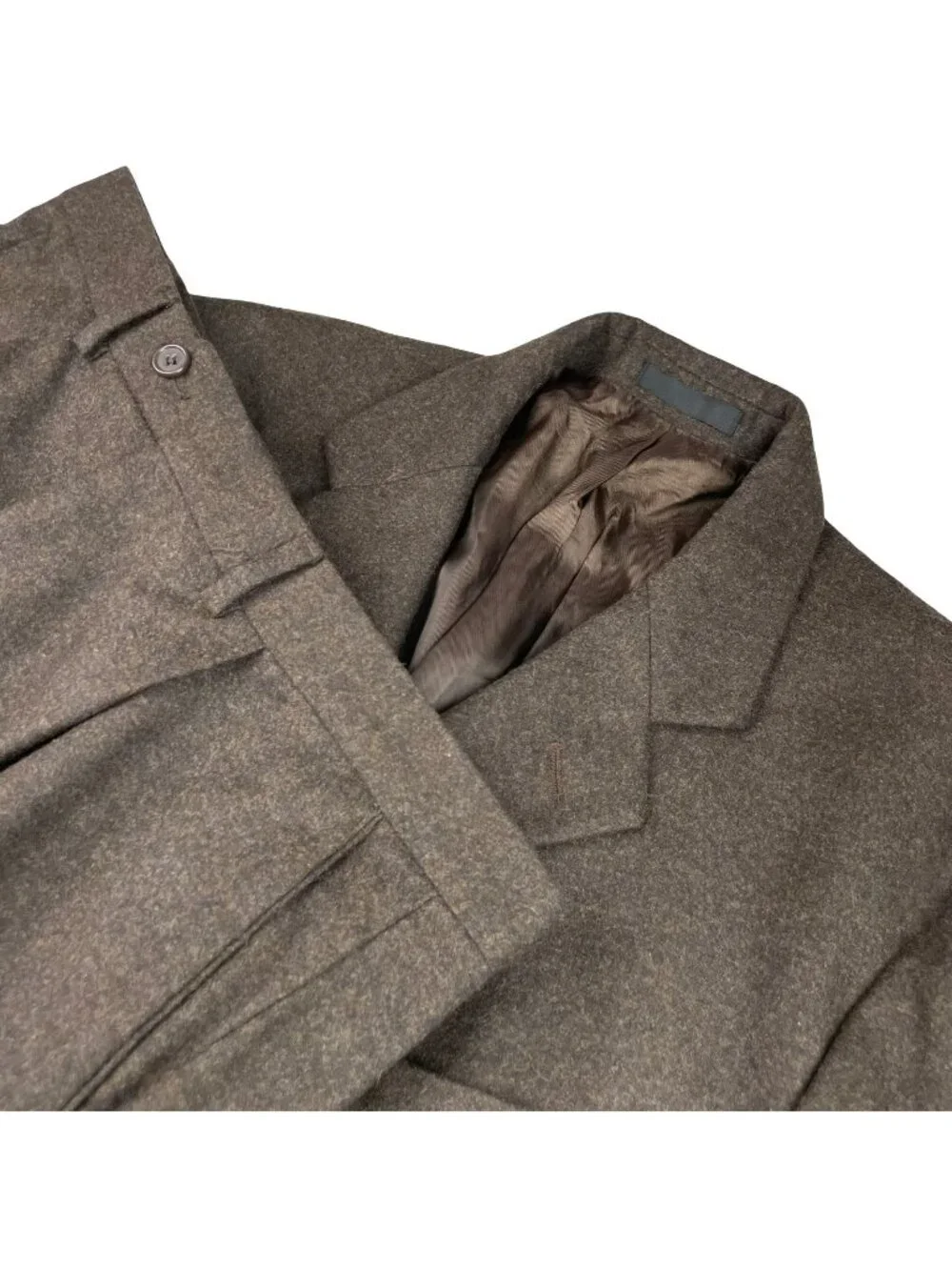 Marks & Spencer Men's Flannel Wool 3-Button Suit Brown • Italy • 42S | 34x29